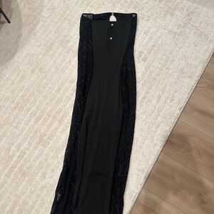 Amazon Black Strapless Maxi Dress with Lace Side Panels